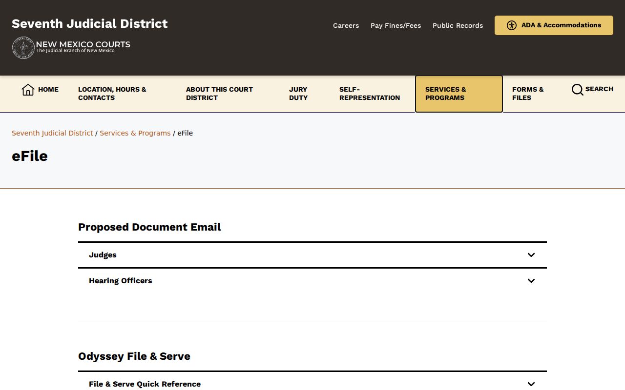 Socorro County civil docket Seventh District eFile information
