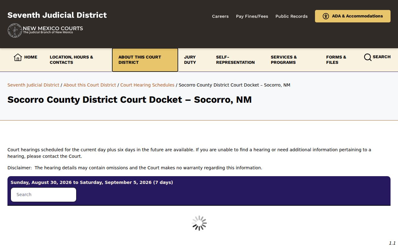 Socorro County court dates District Court calendar schedule