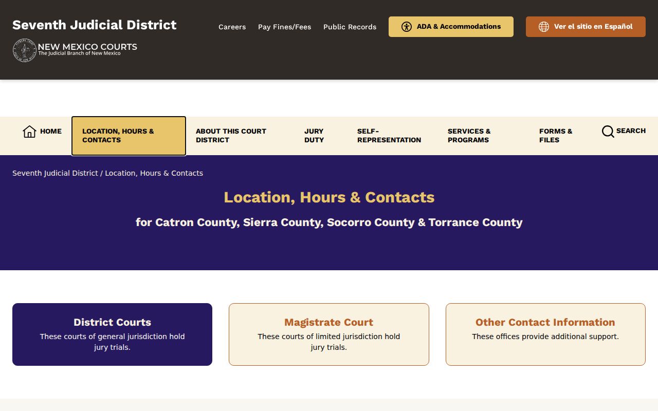 Socorro County court dates District Court contact information