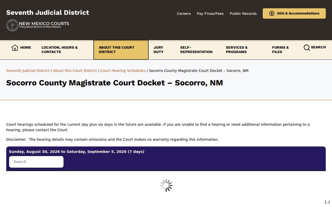 Socorro County court dates Magistrate Court calendar schedule
