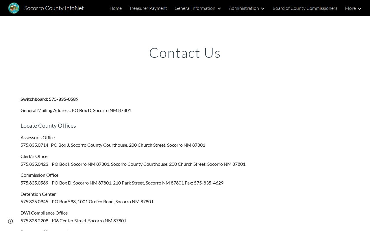 Socorro County court records and county office contact directory